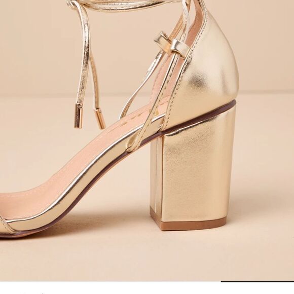Lulu’s Elegant Gold Strappy Heels - Picture 4 of 9